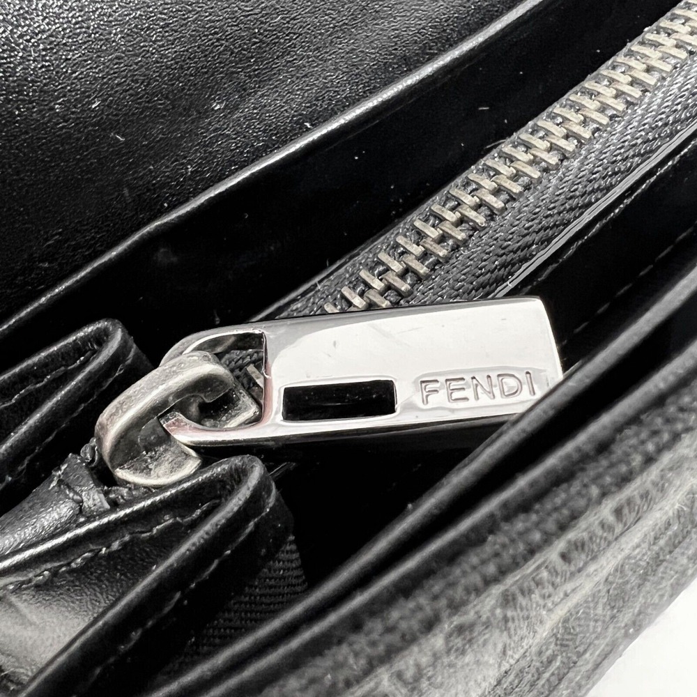 Fendi Baguette Clutch‎ Black Zucca FF Wallet Logo Bag Vintage Italy 2836 - Picture 7 of 10